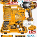 Llave de impacto inalámbrica INGCO P20S 3/4" 1350N.m con maletín de 126 piezas