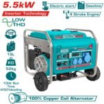 Generador inverter a gasolina TOTAL 5.5kW con arranque eléctrico y ruedas