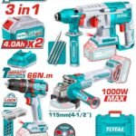 Taladro percutor inalámbrico TOTAL P20S 20V con maletín de herramientas 166 piezas